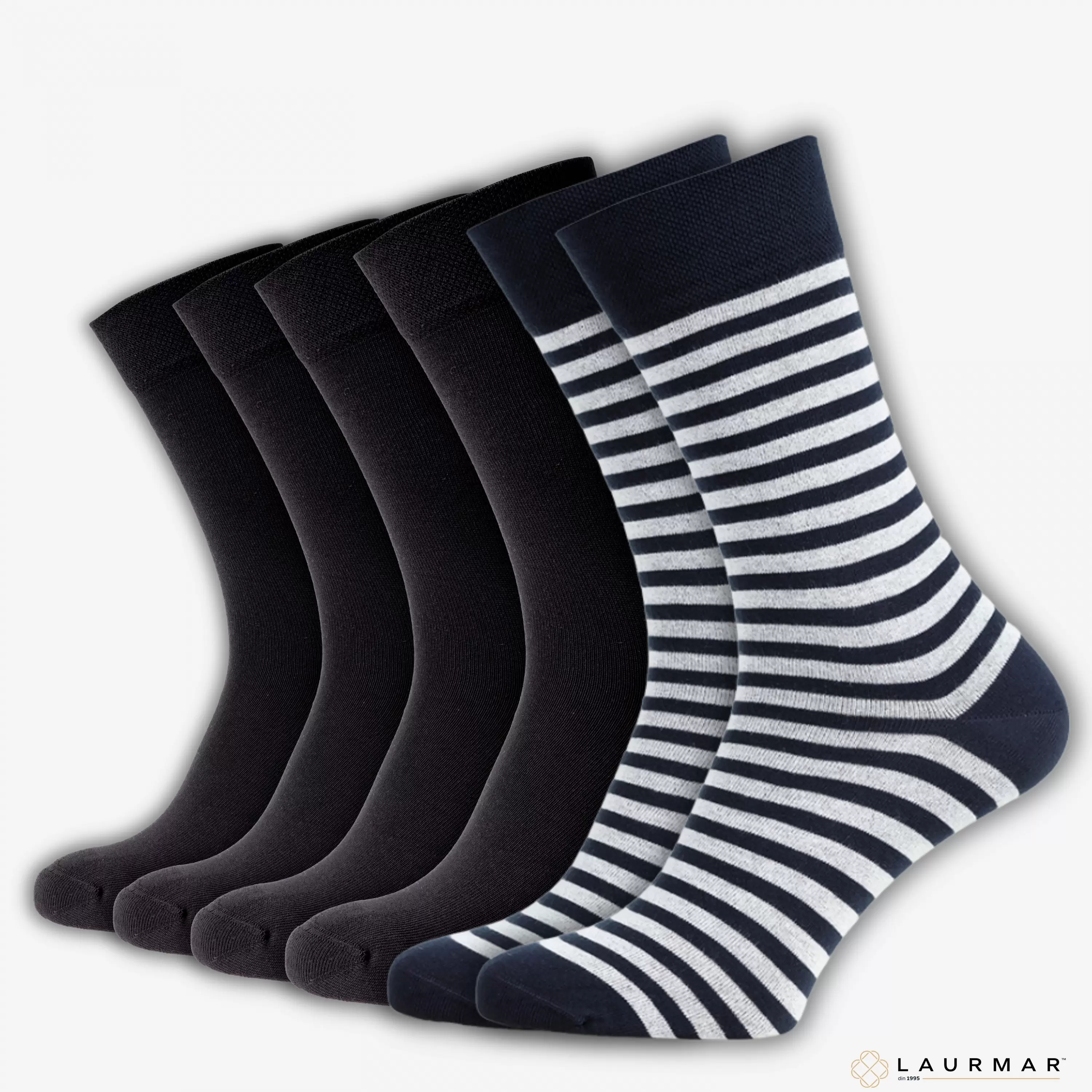 Șosete lungi din bumbac pieptănat fără cusătură - set de 6 perechi pentru bărbați