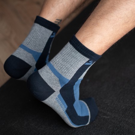 Șosete sport casual gri și albastre pentru bărbați din bumbac pieptănat