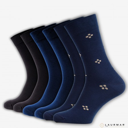 Șosete lungi din bumbac pieptănat fără cusătură - set de 6 perechi pentru bărbați