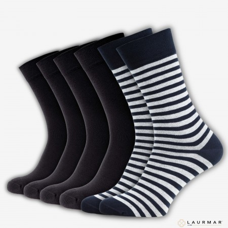 Șosete lungi din bumbac pieptănat fără cusătură - set de 6 perechi pentru bărbați